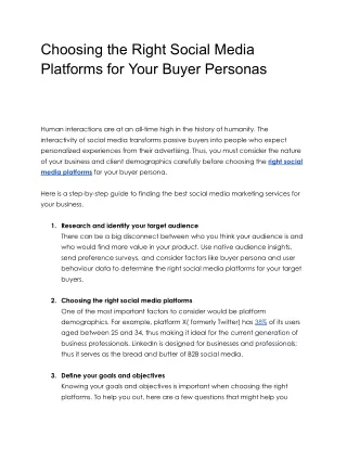Choosing the Right Social Media Platforms for Your Buyer Personas