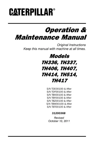 Caterpillar Cat TH417 Telehandler Operation and Maintenance manual