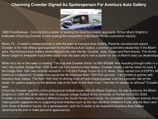 Channing Crowder Signed As Spokesperson For Aventura Auto Ga