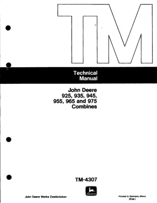 John Deere 925 Combines Service Repair Manual