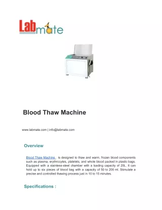 Blood Thaw Machine