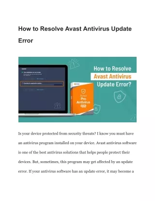 How to Resolve Avast Antivirus Update Error