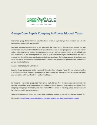 Garage Door Repair Company in Flower Mound, Texas