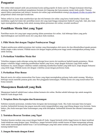 Tips dan Trik Bermain Slot Online yang Harus Anda Ketahui
