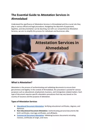 The Essential Guide to Attestation Services in Ahmedabad