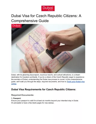 Dubai Visa for Czech Republic Citizens: A Comprehensive Guide