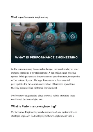 What is performance engineering