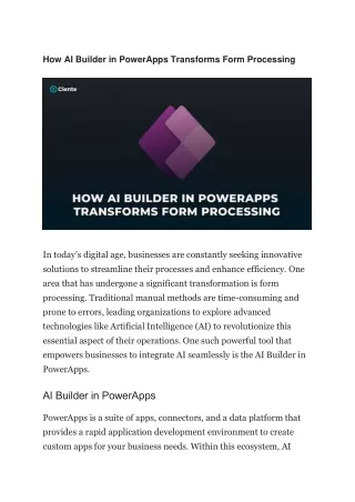 How AI Builder in PowerApps Transforms Form Processing