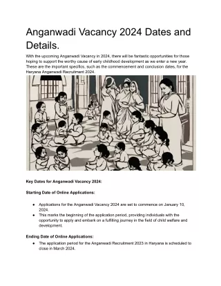 Anganwadi Vacancy 2024 Dates and Details