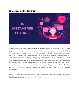 Is Metaverse the Future_