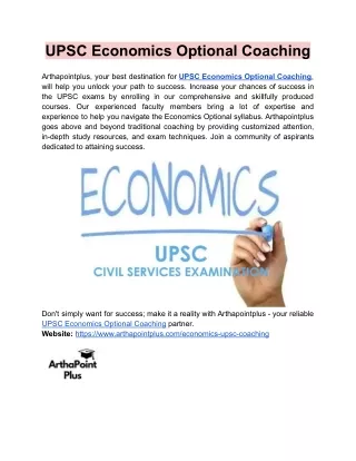 UPSC Economics Optional Coaching