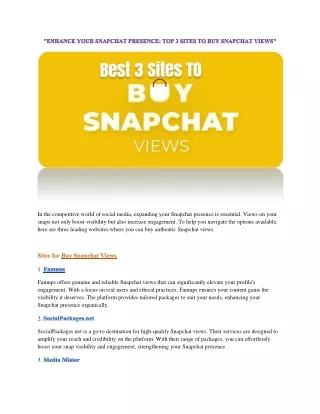 3 Best site to buy snapchat views