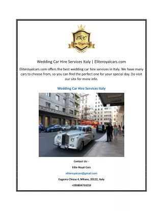Wedding Car Hire Services Italy | Eliteroyalcars.com