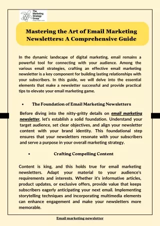 Mastering the Art of Email Marketing Newsletters: A Comprehensive Guide