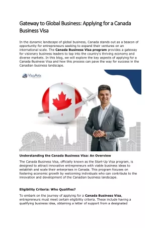 Gateway to Global Business: Applying for a Canada Business Visa