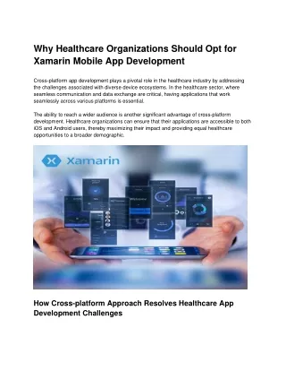 Market Healthcare Applications Faster with Xamarin Platform