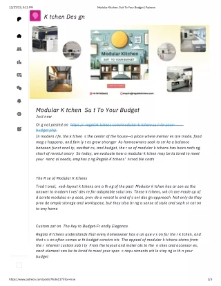 Modular Kitchen: Suit To Your Budget