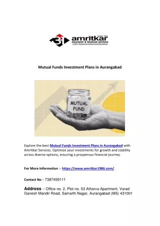 Mutual Funds Investment Plans in Aurangabad