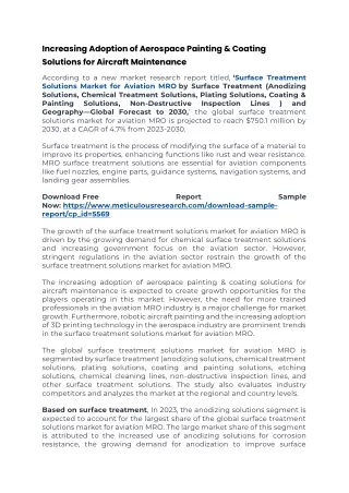 Surface Treatment Solutions Market for Aviation MRO