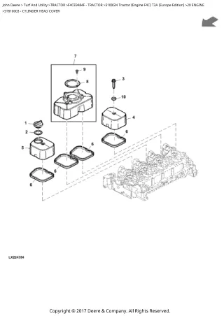 John Deere 5100GN Tractor (Engine F4C) T3A (Europe Edition) Parts Catalogue Manual (PC4818)