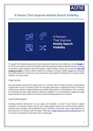4 Factors That Improve Mobile Search Visibility