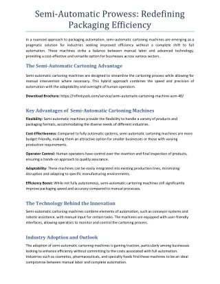 Semi-Automatic Prowess: Redefining Packaging Efficiency