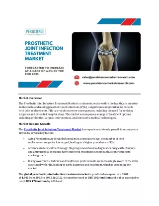 The Prosthetic Joint Infection Treatment Market To Dive Through Innovation