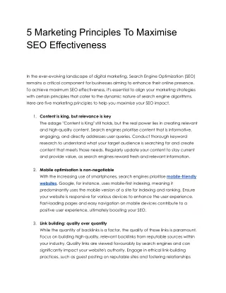 5 Marketing Principles To Maximize SEO Effectiveness