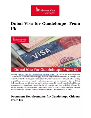 Dubai Visa for Guadeloupe  From Uk