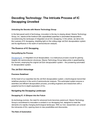 Decoding Technology: The Intricate Process of IC Decapping Unveiled