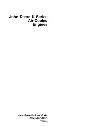 John Deere K Series Air-Cooled Engines Service Repair Manual