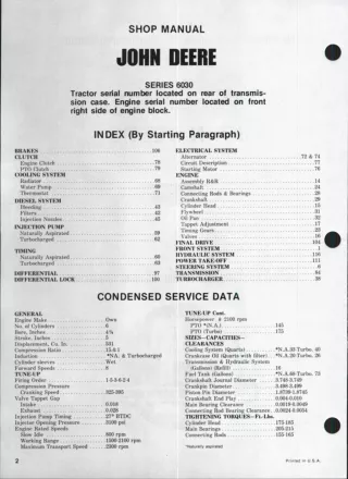 John Deere Series 6030 Engine Service Repair Manual