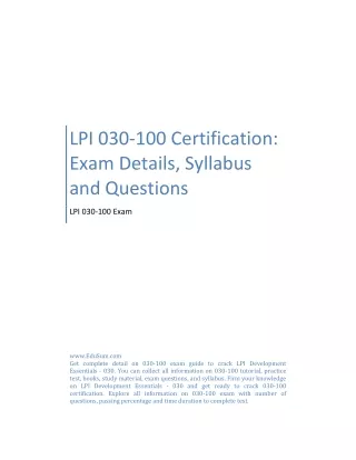 LPI 030-100 Certification: Exam Details, Syllabus and Questions