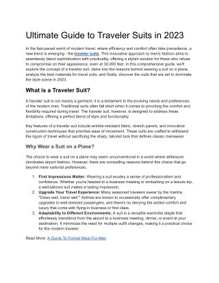 Ultimate Guide to Traveler Suits in 2023