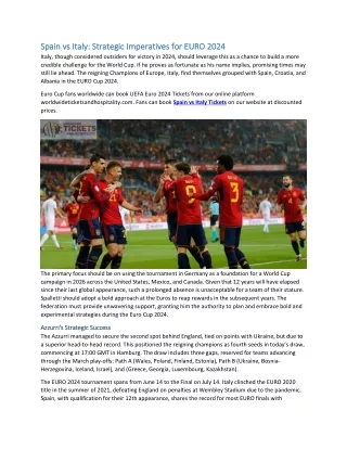 Spain vs Italy: Strategic Imperatives for EURO 2024