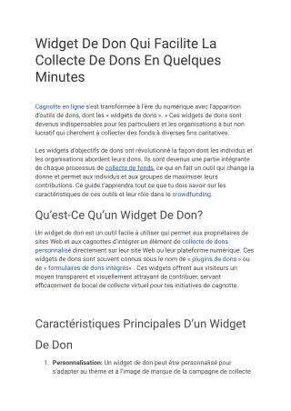 Widget De Don Qui Facilite La Collecte De Dons En Quelques Minutes