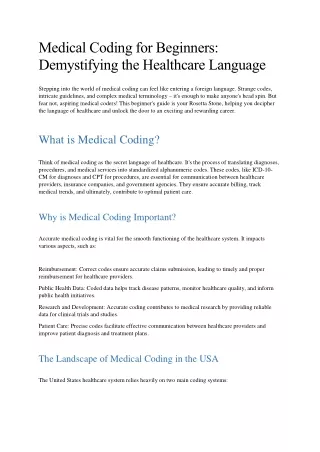 Medical Coding for Beginners Demystifying the Healthcare Language