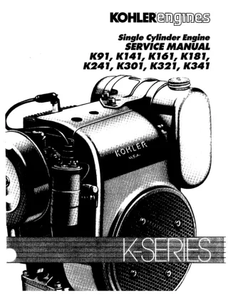 Kohler K141 Single Cylinder Engine Service Repair Manual