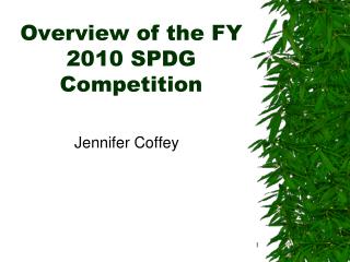 Overview of the FY 2010 SPDG Competition