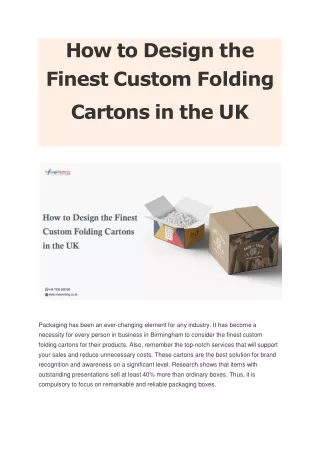 How to Design the Finest Custom Folding Cartons in the UK