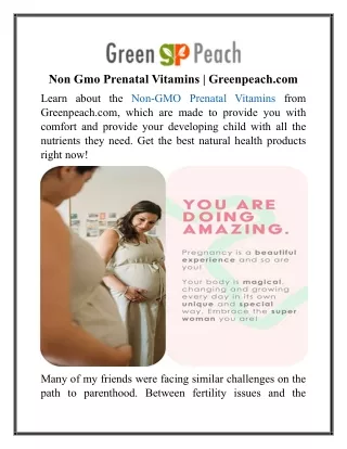 Non Gmo Prenatal Vitamins | Greenpeach.com