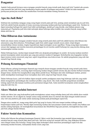 Mengapa Semakin Banyak Orang Tertarik pada Dunia Judi Bola?