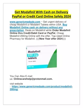 Get Modafinil With Cash on Delivery PayPal or Credit Card Online Safely 2024