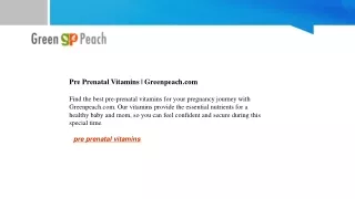 Pre Prenatal Vitamins | Greenpeach.com