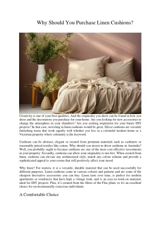 Why Should You Purchase Linen Cushions