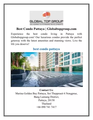 Best Condo Pattaya | Globaltopgroup.com