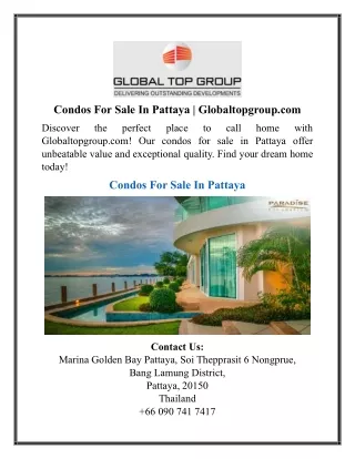 Condos For Sale In Pattaya Thailand | Globaltopgroup.com