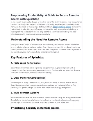 A Guide to Secure Remote Access with Splashtop