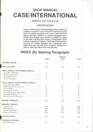 Case IH Case International 5140 Tractor Service Repair Manual