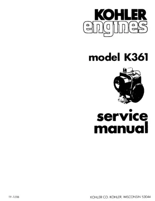 Kohler Model K361 Engine Service Repair Manual